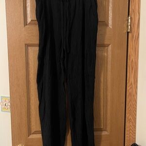 Abercrombie & Fitch Black Crinkle Cut Lattice Trim Pants